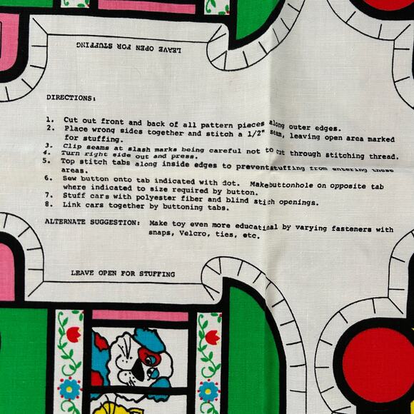 Springs Mills 5671 Cut & Sew Train Panel Uncut Vintage Fabric Toy Set - Picture 7 of 12